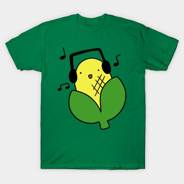 Corn with Headphones T-Shirt by saradaboru